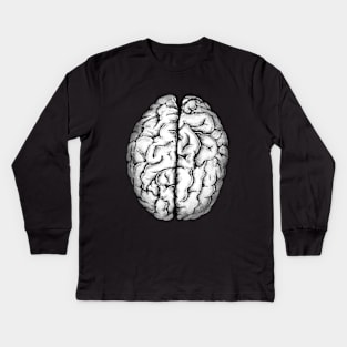 Brain human anatomy,vintage style, mental, watercolor Kids Long Sleeve T-Shirt